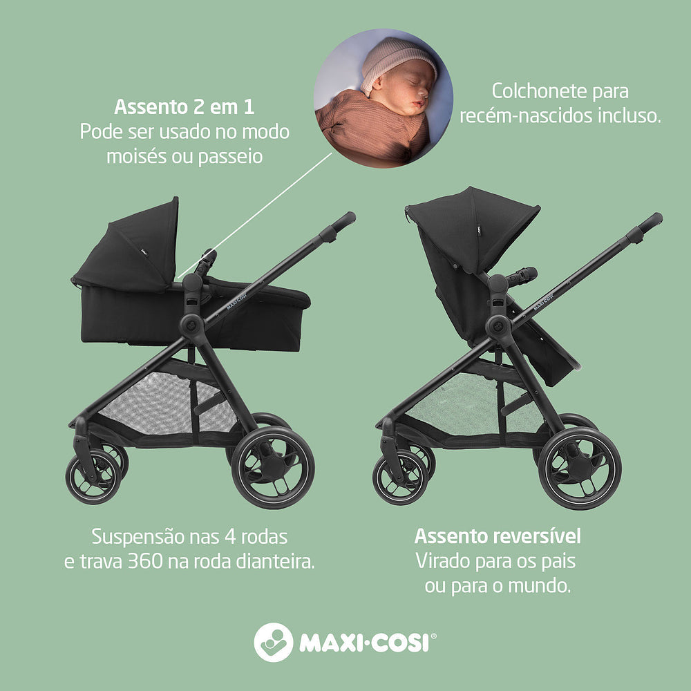 Carrinho Anna³ Essencial Black - Maxi-Cosi