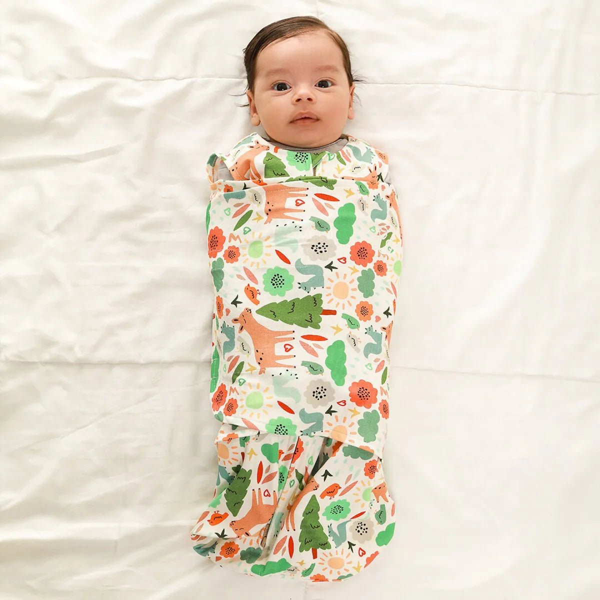 SACO DE DORMIR SWADDLE EM ALGODÃO EGÍPCIO FLORESTA - CASULO DE ANJO