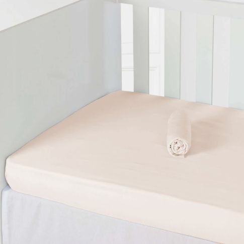 Lençol P/ Berço C/ Elástico Marshmallow Bege - Laço Bebê