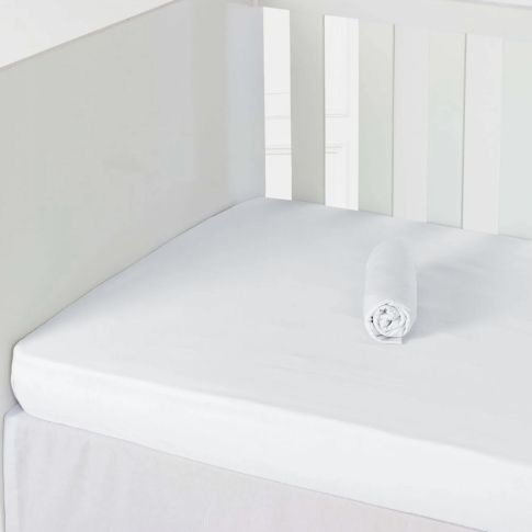 Lençol P/ Berço C/ Elástico Marshmallow Branco - Laço Bebê