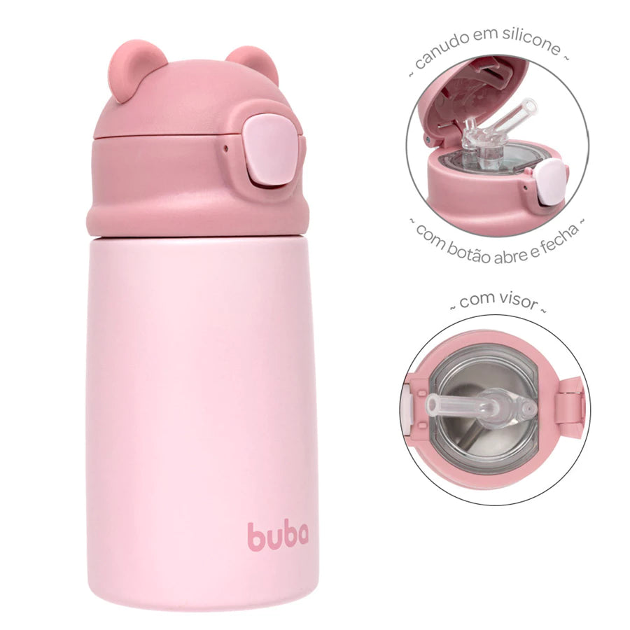 Copo Térmico Parede Dupla Ursinho Rosa - Buba