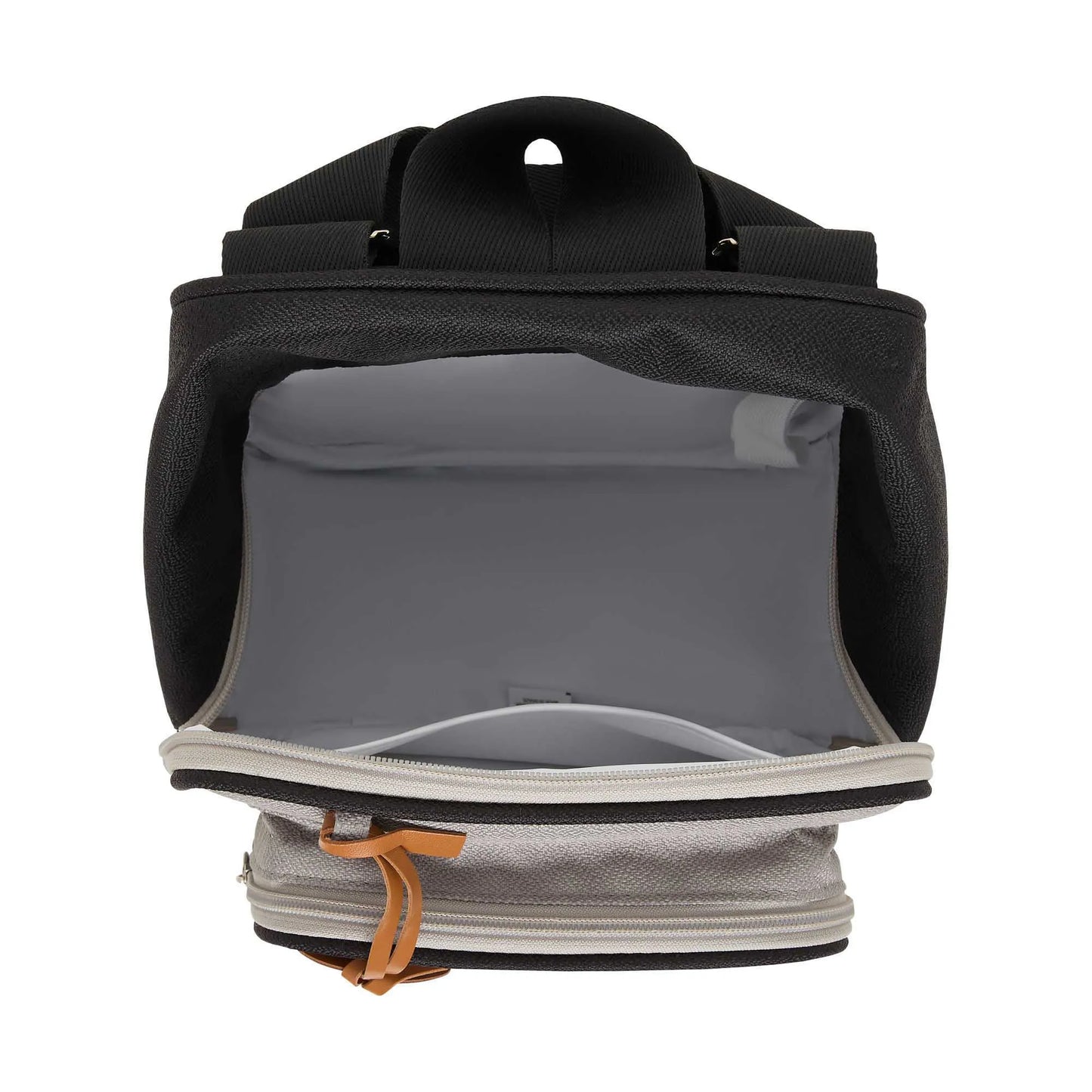Mochila Multifuncional Média com Bolso Térmico Abraço Cinza e Preto - Pirulitando