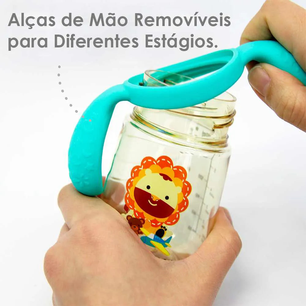 Copo De Transição Com Bico E Canudo 180ml - Marcus & Marcus - Leão Marcus