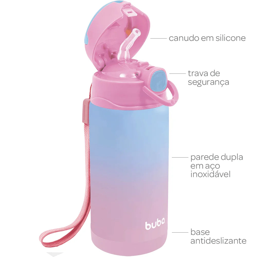 Copo Térmico Parede Dupla Degrade Rosa - Buba