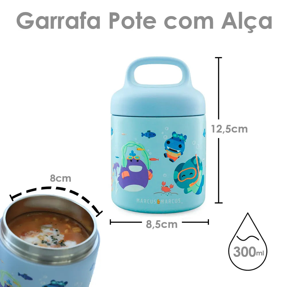 GARRAFA POTE TÉRMICO COM ALÇA 300ml - MARCUS E MARCUS