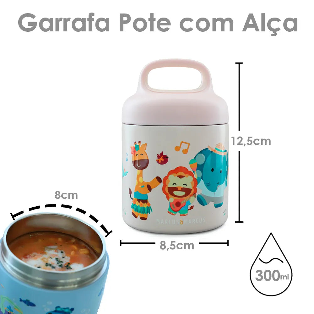 GARRAFA POTE TÉRMICO COM ALÇA 300ml - MARCUS E MARCUS