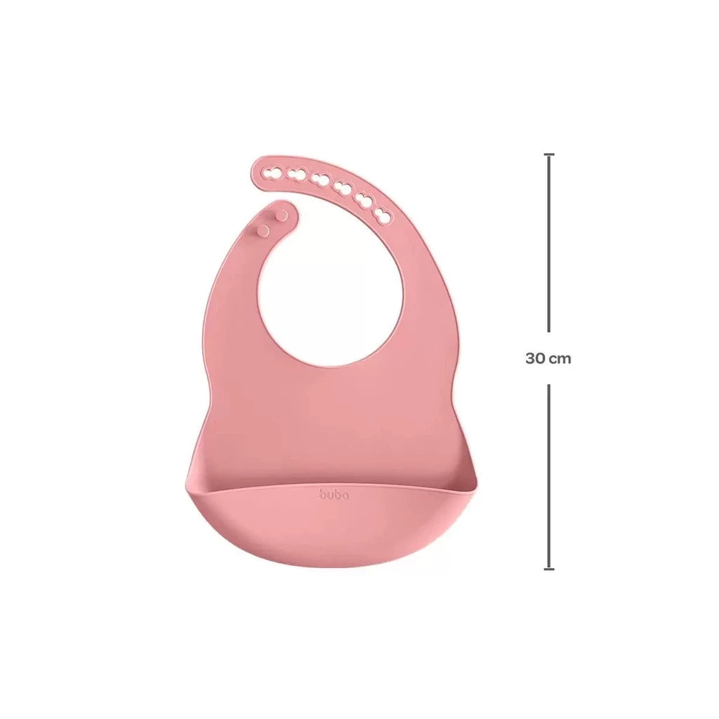 Babador em Silicone com Pega Migalhas Rosa - Buba