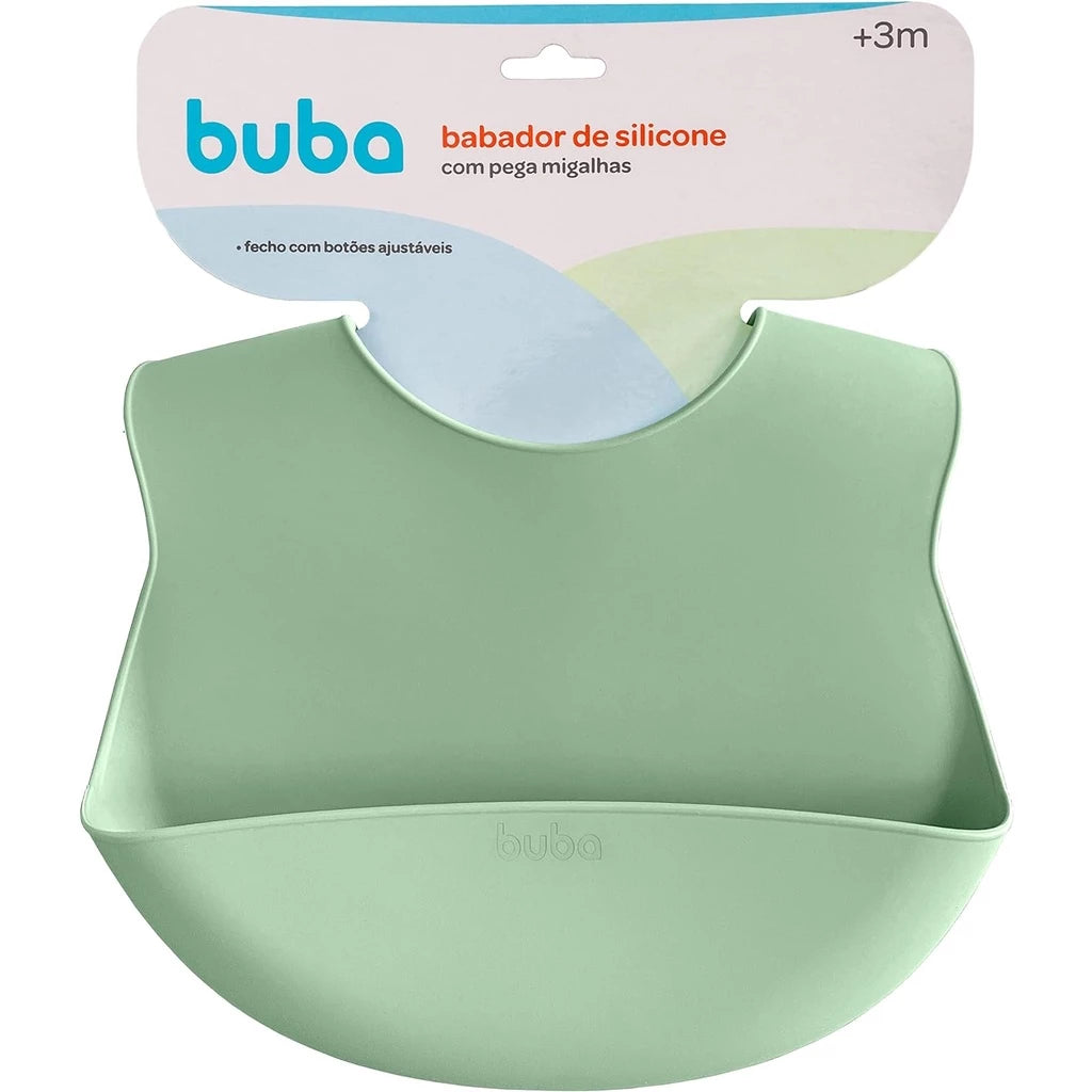 Babador em Silicone com Pega Migalhas Verde - Buba