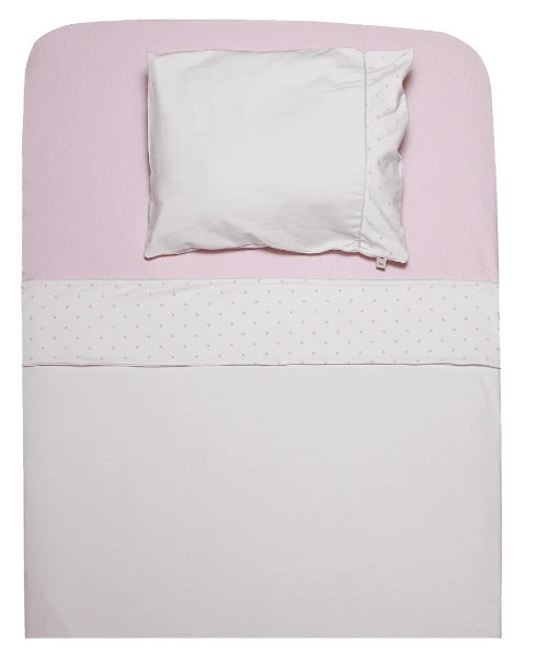 Kit Lençol de Berço Malha Poá Rosa - D'Bella For Baby