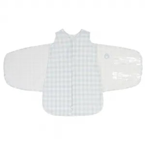 Saco de Dormir Swaddle em Algodão Natural Vichy Azul - Casulo de Anjo