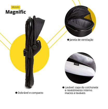 Travel Sistem Carrinho MAGNIFIC 5 EM 1 - FULL BLACK - SAFETY 1ST