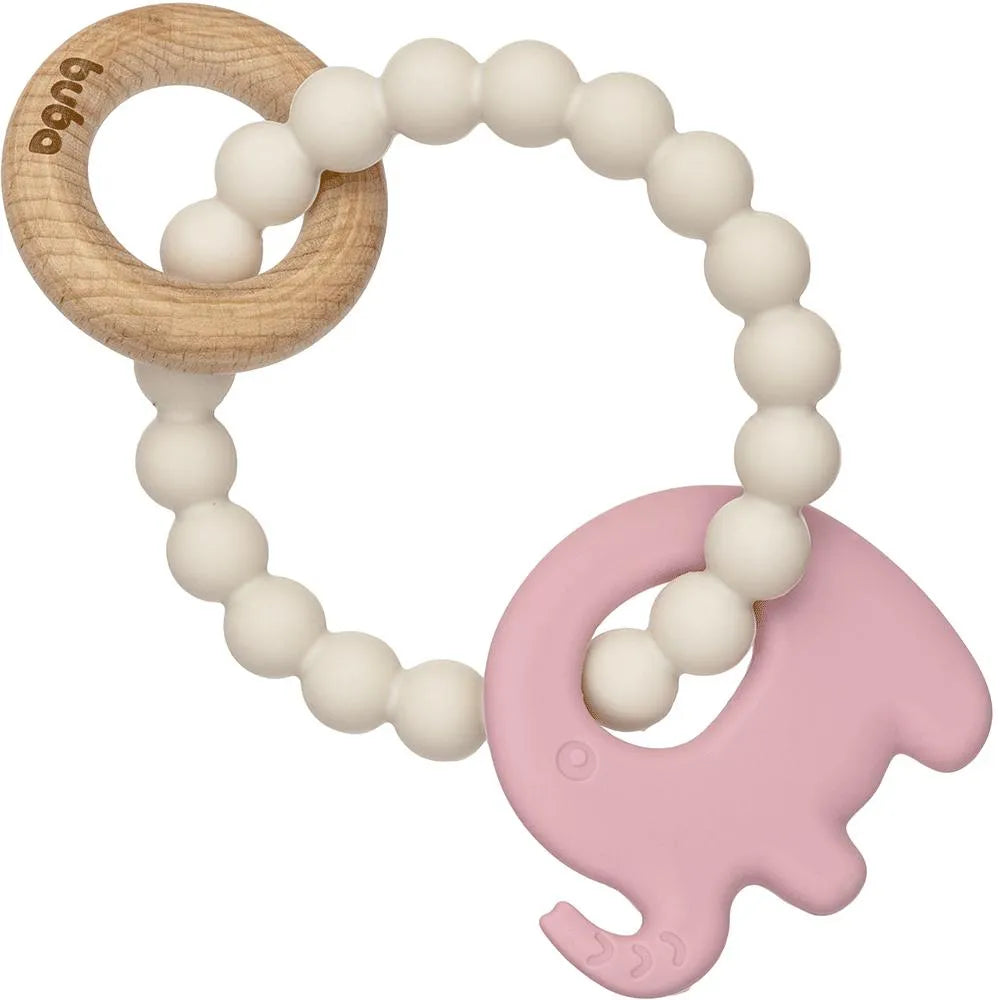 Mordedor Em Silicone E Bambu/elefante Rosa - Buba