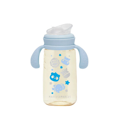 Copo De Transição Bico E Canudo Em Silicone 300ml Azul