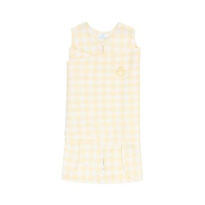 Saco de Dormir Swaddle em Algodão Natural Vichy Amarelo - Casulo De Anjo