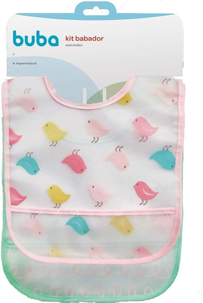 Kit 2 Babadores com Pega migalhas Passarinho - Buba