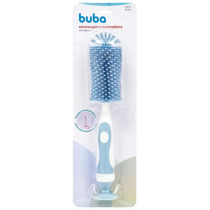 Escova para Mamadeira em Silicone Azul - Buba
