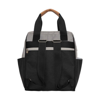 Mochila Média Abraço Com Bolso Frontal Térmico Cinza C/ Preto - Pirulitando