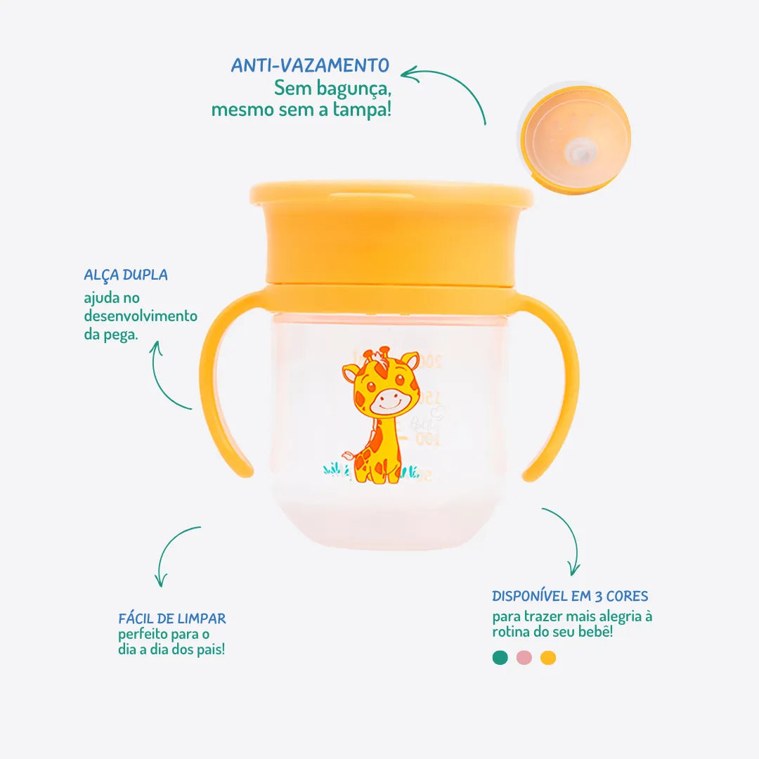 Copo De Treinamento 360° Com Alça Removível E Tampa 200ml Sol Petit Pia
