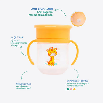 Copo De Treinamento 360° Com Alça Removível E Tampa 200ml Sol Petit Pia