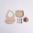 Kit Alimentação 6 Pcs Prato, Copo, Babador 3 Colheres Marrom - Petit Pia