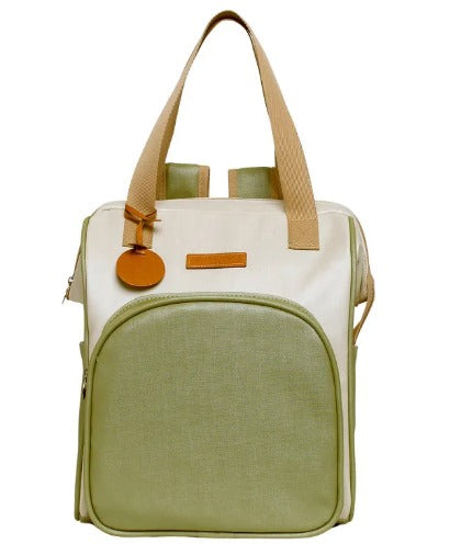 Mochila Média Petit C/ Bolso Frontal Térmico Verde - Pirulitando