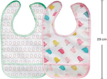 Kit 2 Babadores com Pega migalhas Passarinho - Buba