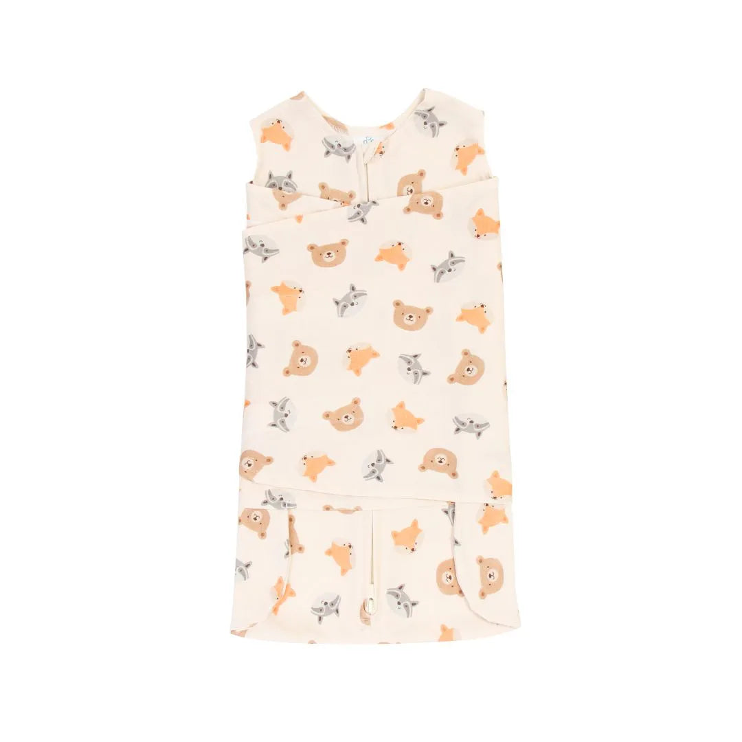 Saco de Dormir Swaddle em Algodão Natural Urso RN - (0 a 3 meses)