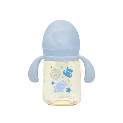 Copo De Transição Bico E Canudo Em Silicone 180ml Azul