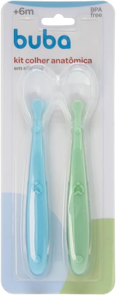 Kit 2 Colheres em Silicone Azul e Verde - Buba