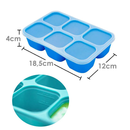 Forma para Congelar com 6 Cubos de 60ml Azul - Marcus e Marcus