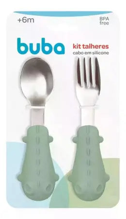 KIT TALHERES SILICONE E AÇO INOXIDÁVEL - BUBA ZOO