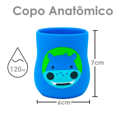Copo Anatômico em Silicone 120ml Hipopótamo Lucas - Marcus e Marcus