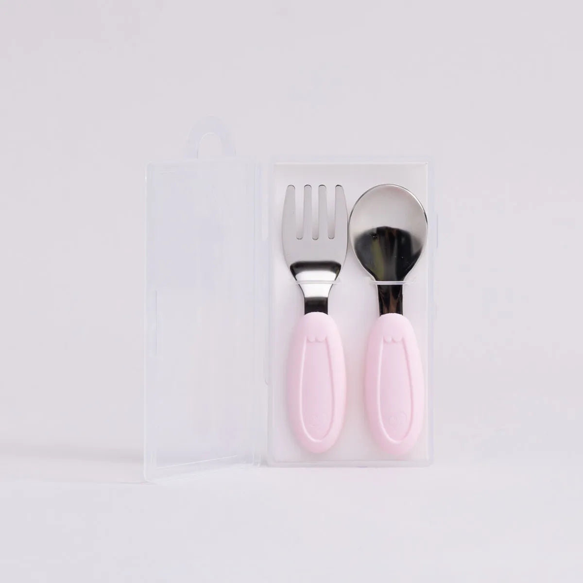 Kit Talher Em Aco Inox E Silicone C/ Estojo Rosa - Petit Pia