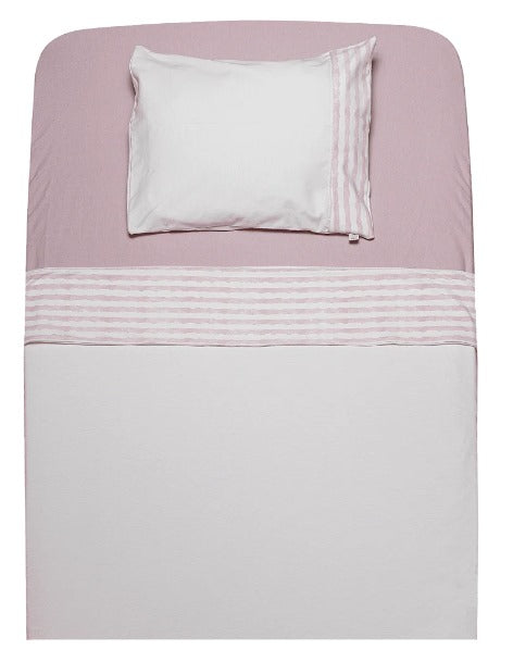 Kit Lençol de Mini Berço Listrado Rosa - D'Bella For Baby