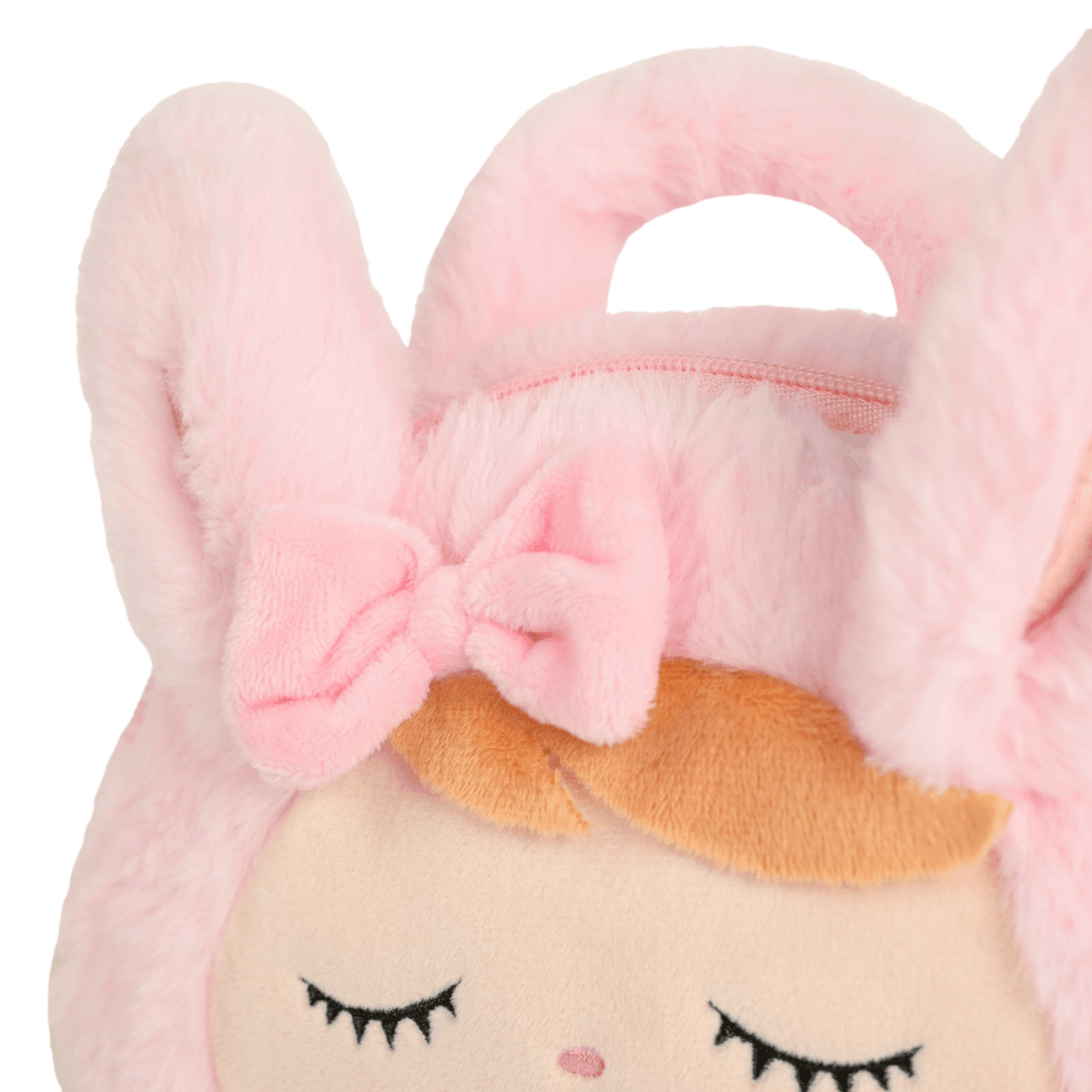 Bolsa Plush Coelha Rosa com Laço e Alça de Mão - Metoo