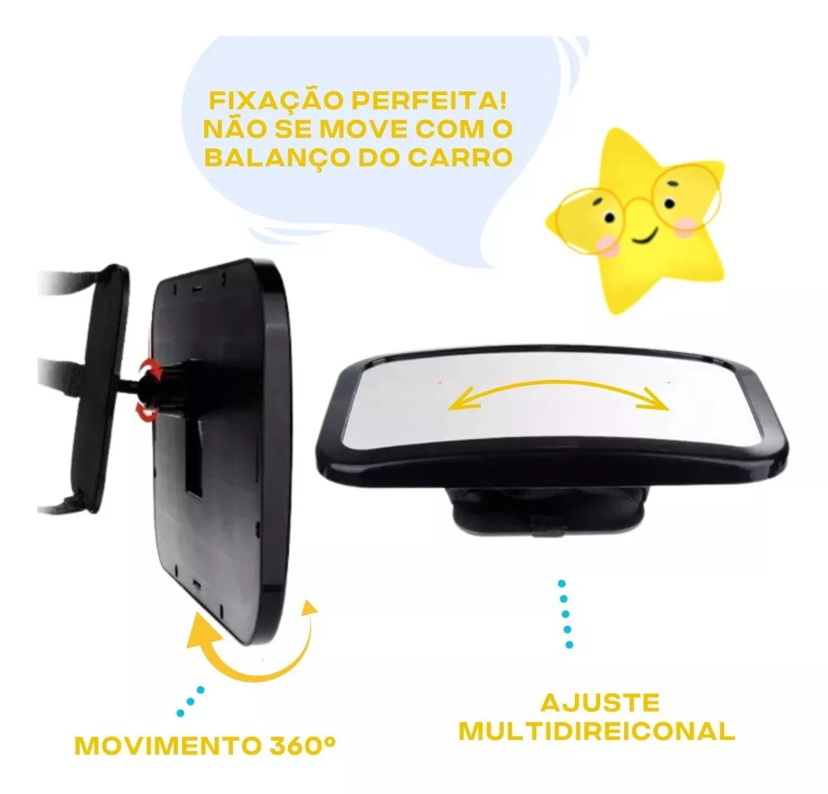 Espelho Retrovisor para Banco Traseiro Grande - Clingo