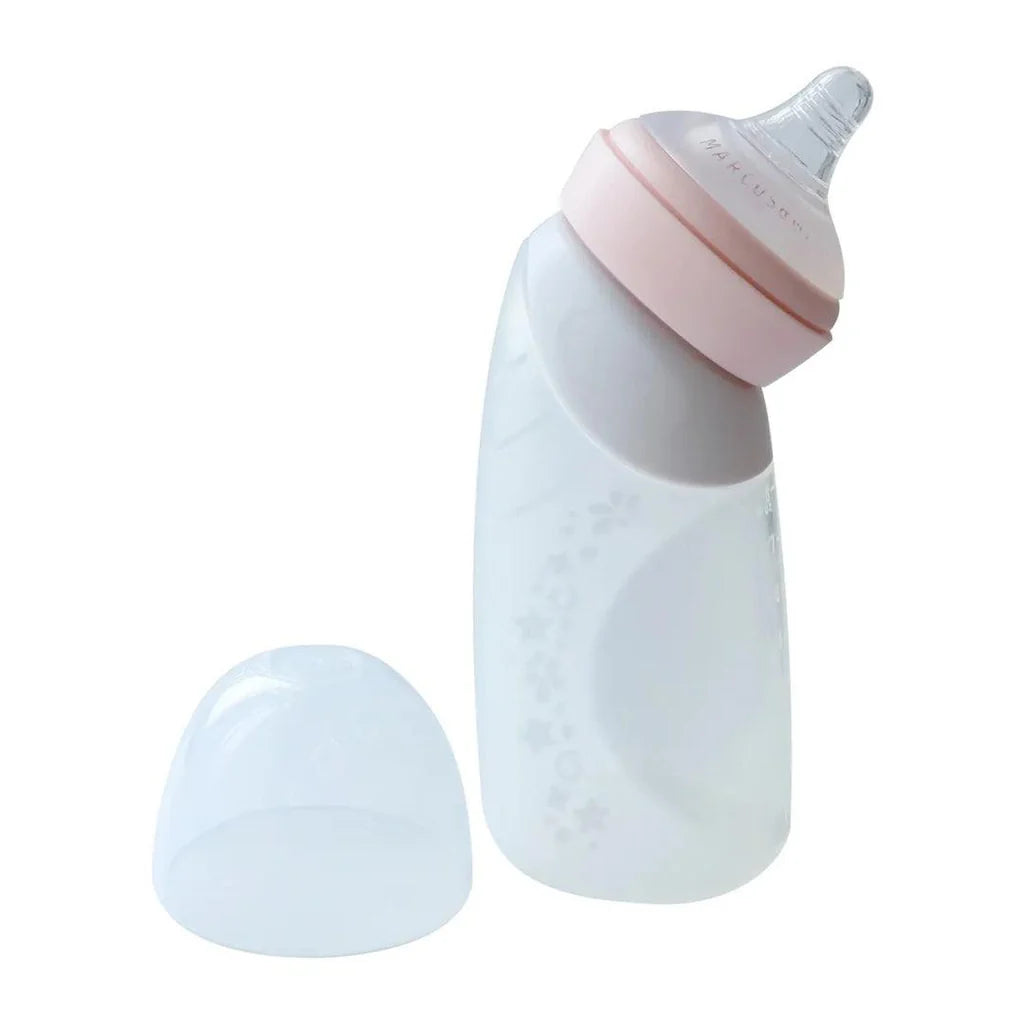 Mamadeira Angulada Em Silicone 240ml - Rosa