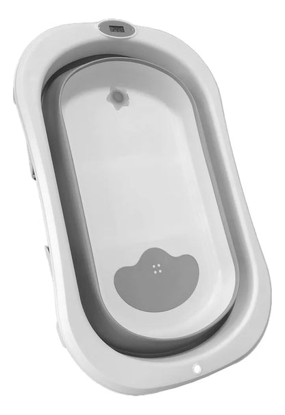 Banheira Bubbly Dobrável Com Suporte Cinza - Premium Baby