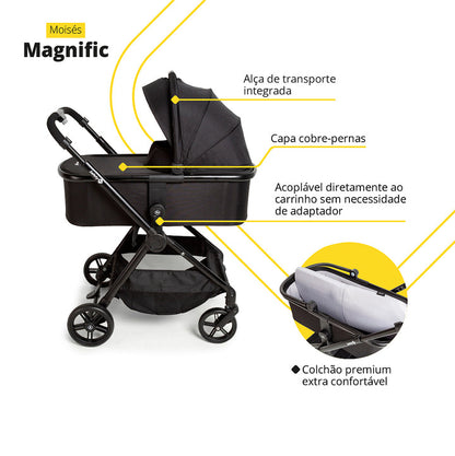 Travel Sistem Carrinho MAGNIFIC 5 EM 1 - FULL BLACK - SAFETY 1ST