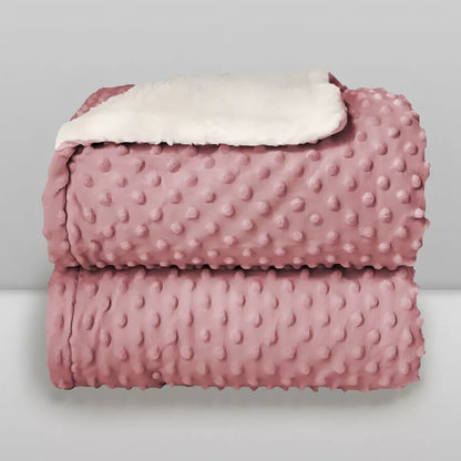 Cobertor Plush Com Sherpa Dots Bolinhas Rosa - Laço Bebê