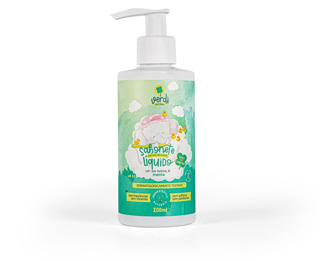 Sabonete Líquido e Shampoo 100% Natural Espuma de Vapor com Óleo Essencial de Menta - Verdi Natural