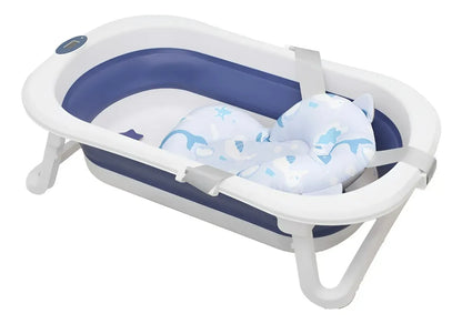Banheira Bubbly Dobrável Com Suporte Azul - Premium Baby