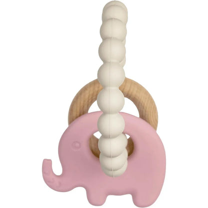 Mordedor Em Silicone E Bambu/elefante Rosa - Buba