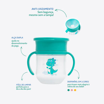 Copo De Treinamento 360° Com Alça Removível E Tampa 200ml Leo Petit Pia