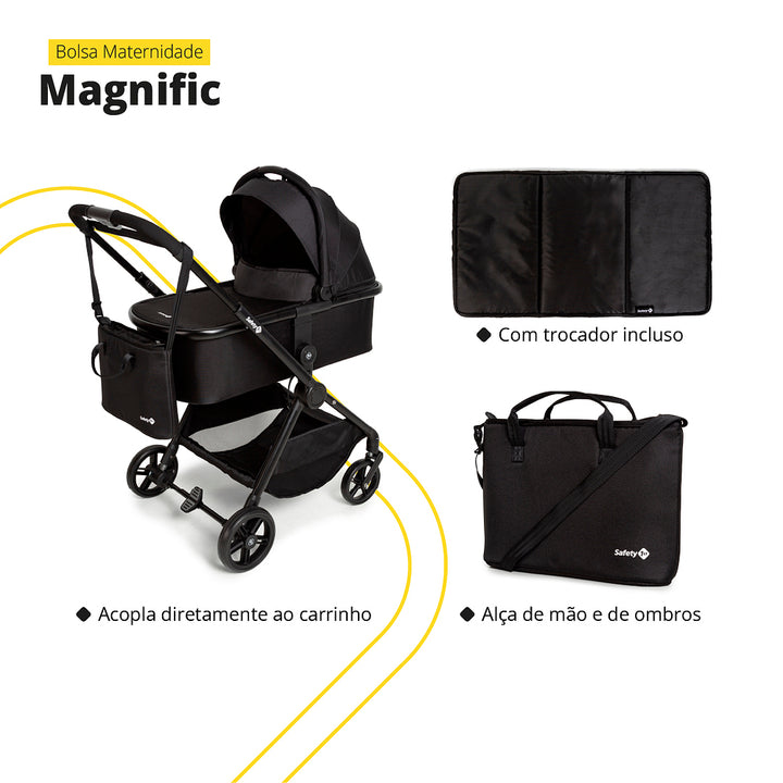 Travel Sistem Carrinho MAGNIFIC 5 EM 1 - FULL BLACK - SAFETY 1ST