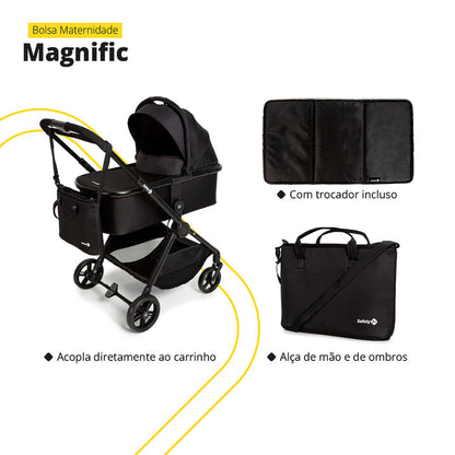 Travel Sistem Carrinho MAGNIFIC 5 EM 1 - FULL BLACK - SAFETY 1ST