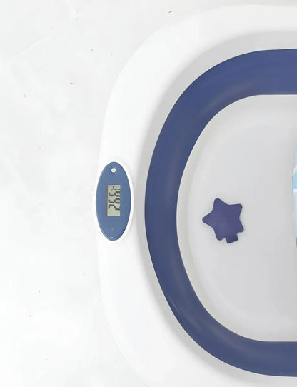 Banheira Bubbly Dobrável Com Suporte Azul - Premium Baby