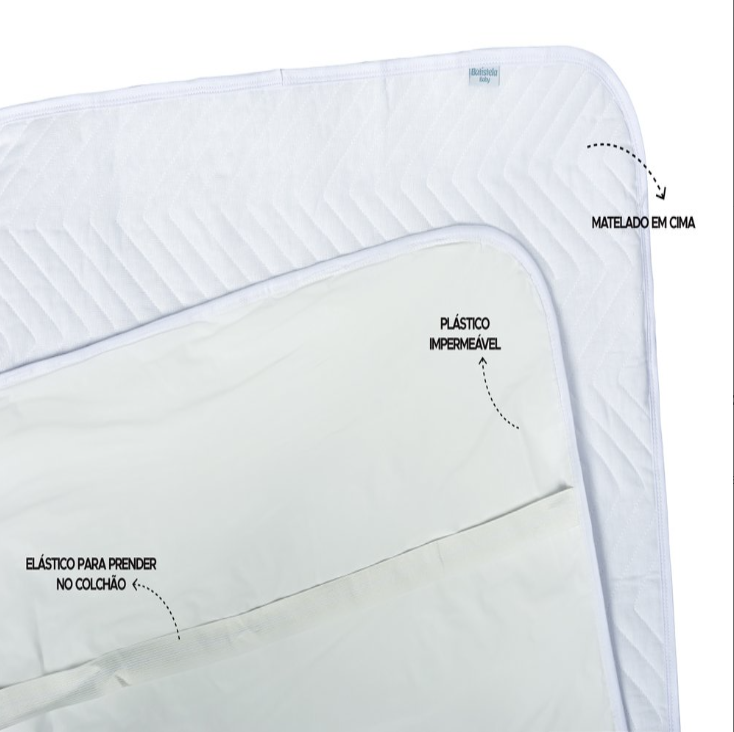 Protetor de Colchão Impermeável para Berço Branco - Batistela Baby