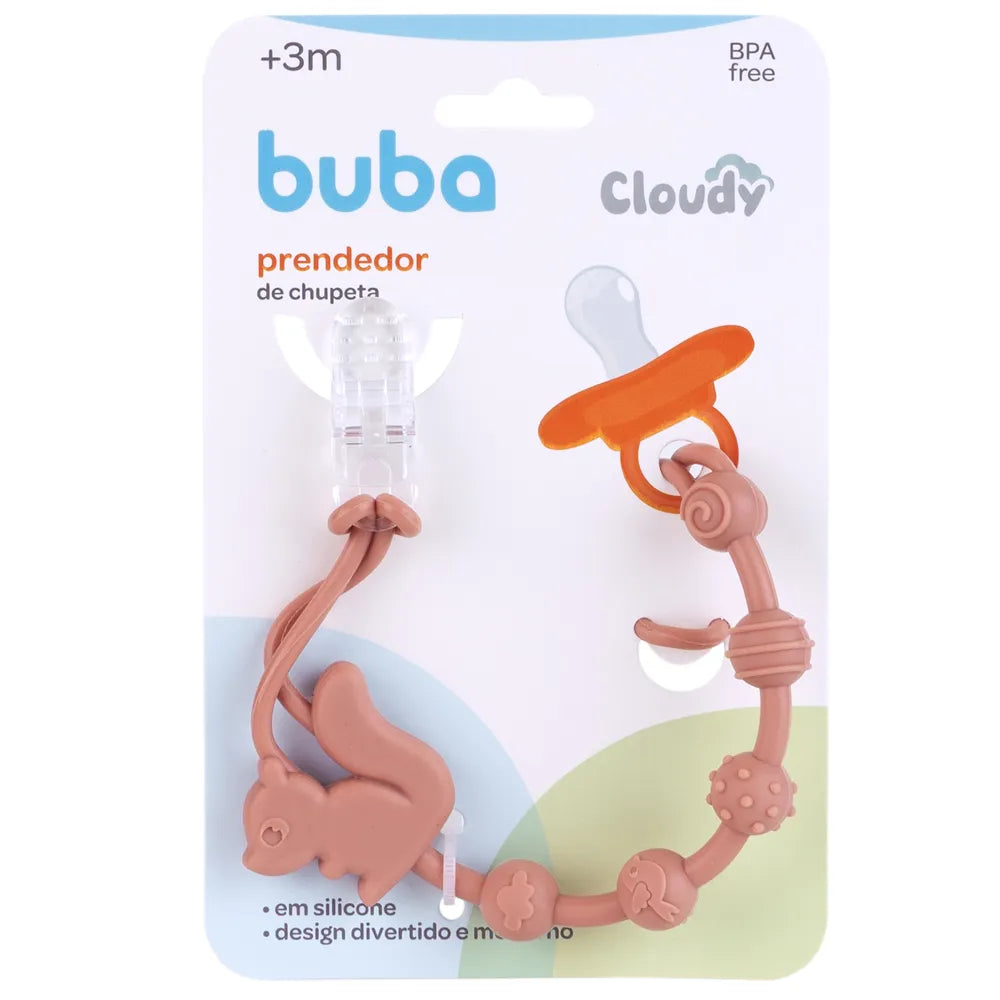 Prendedor De Chupeta Em Silicone Cloudy Esquilo - Buba