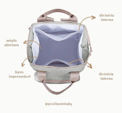 Mochila Media C/ Bolso Térmico Nuvem De Algodão - Pirulitando